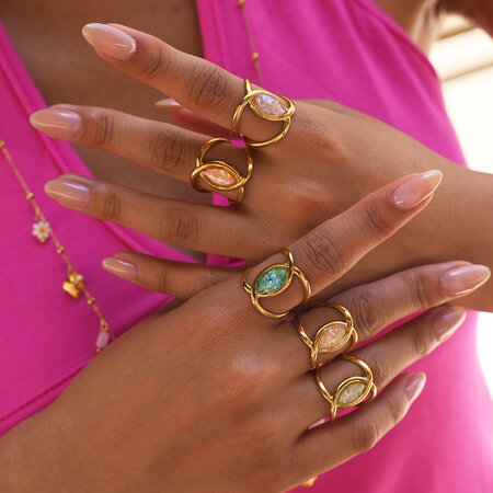 Simple Series Daily Irregular Shape Stainless Steel Waterproof Gold Color Shell Women's Statement Rings