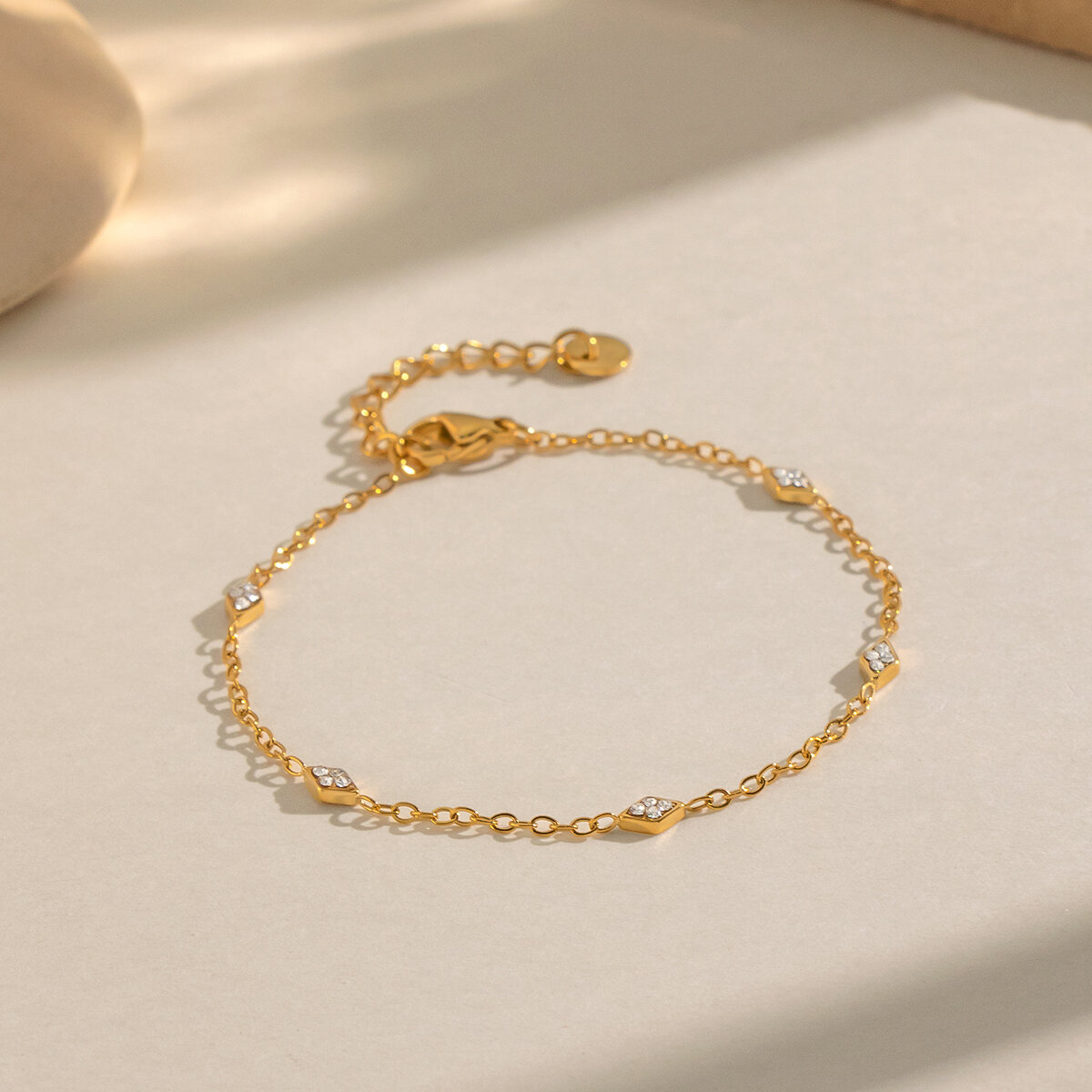 Heart Shape Zircon Stainless Steel Gold Color Women's Chain Bracelets Picture3