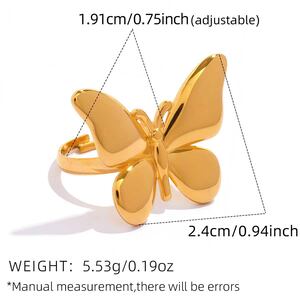 Simple Series Daily Butterfly Stainless Steel Waterproof Gold Color Statement Rings h5