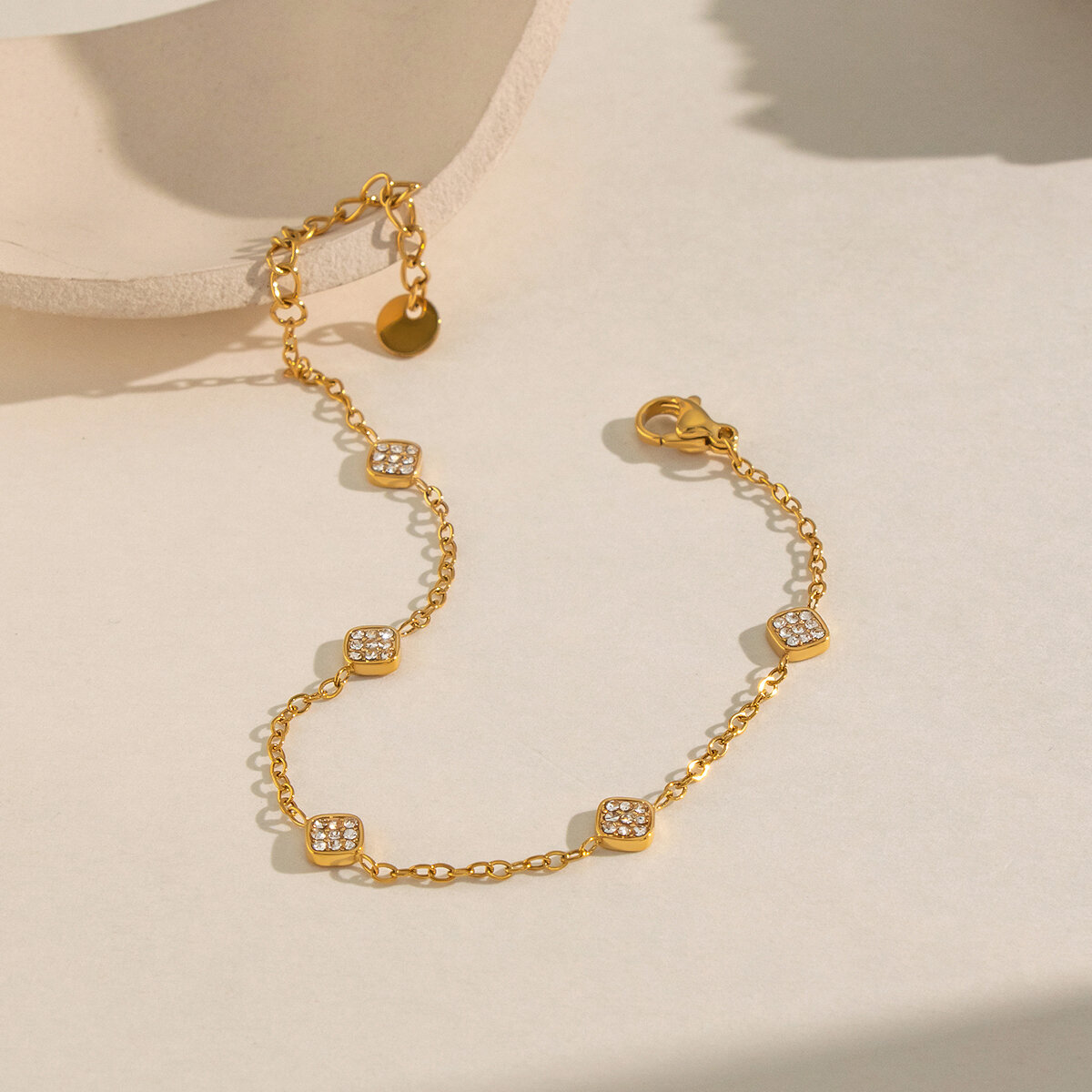 Heart Shape Zircon Stainless Steel Gold Color Women's Chain Bracelets h5 Picture5