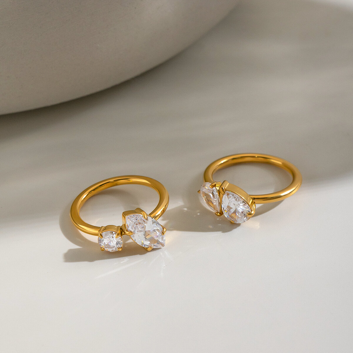 Luxury Series Stainless Steel Waterproof Gold Color Gemstone Rings Picture3
