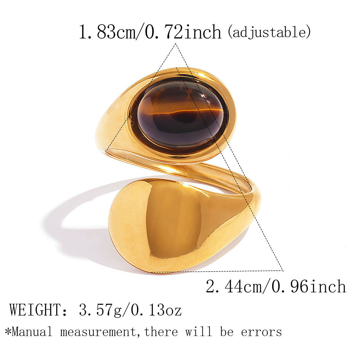 Simple Series Daily Irregular Shape Stainless Steel Waterproof   Gold Color  Statement Rings h5 