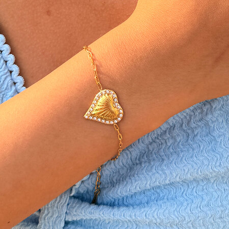 Simple Series Daily Heart Stainless Steel Waterproof Gold Color Women's Chain Bracelets
