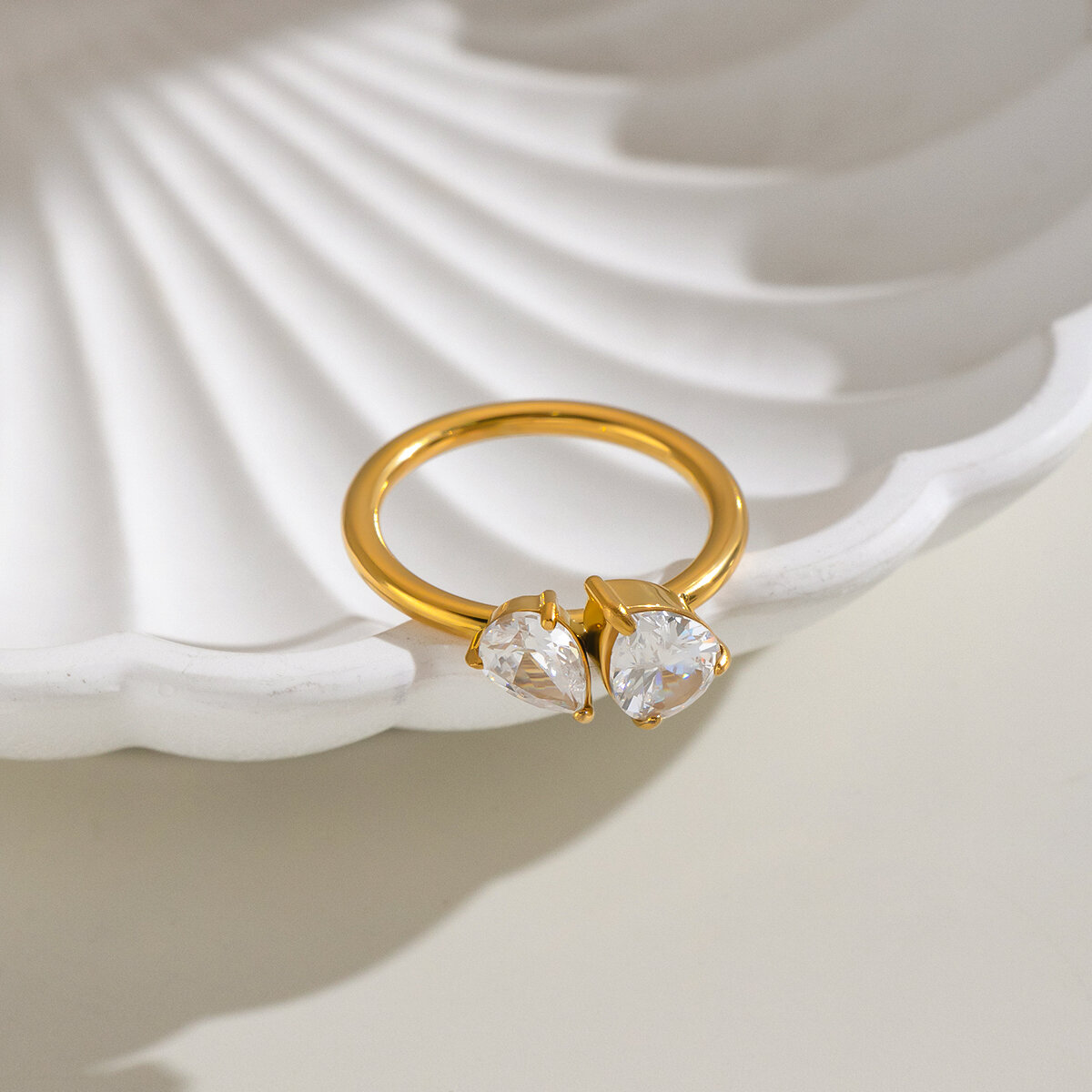 Luxury Series Stainless Steel Waterproof Gold Color Gemstone Rings Picture4