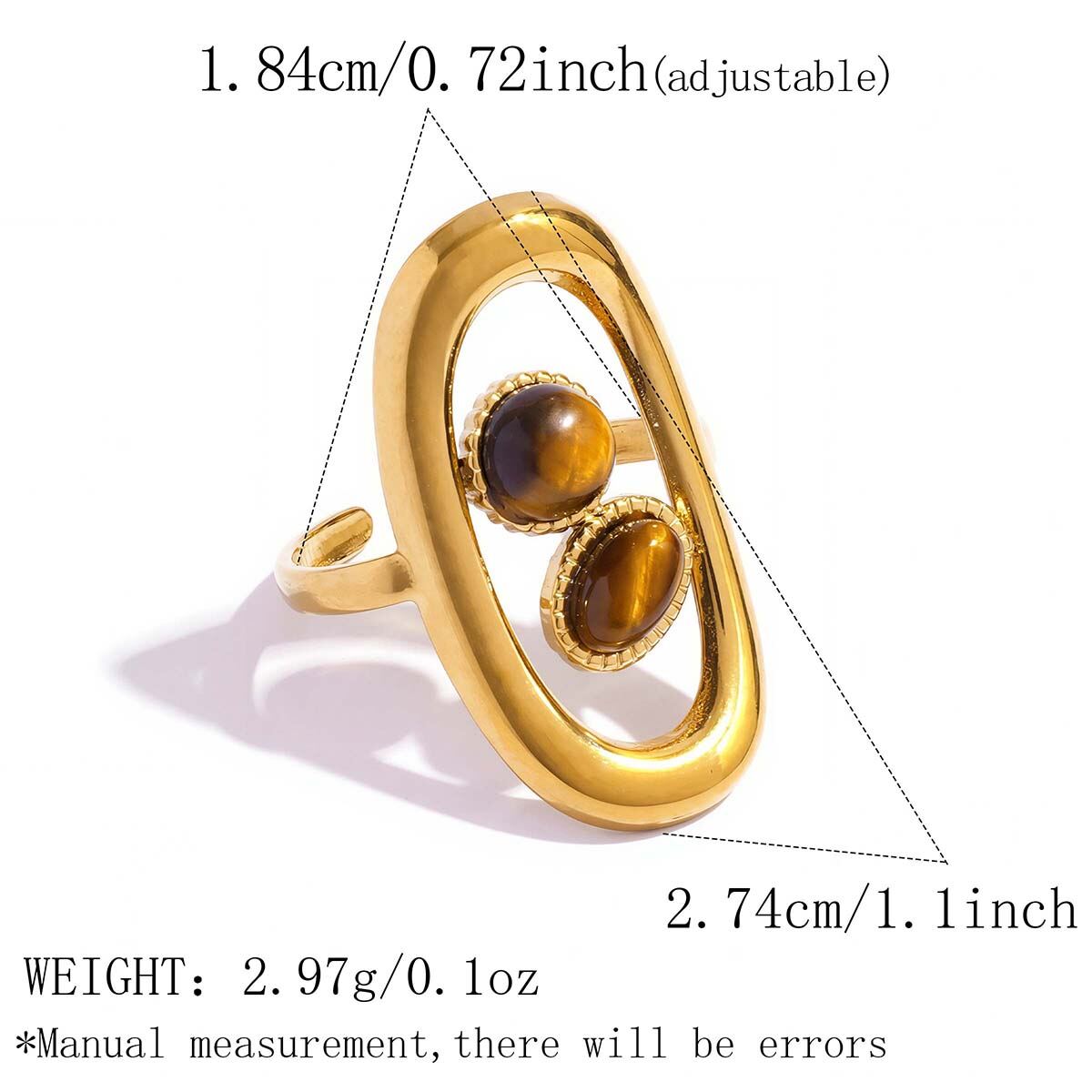 Simple Series Daily Irregular Shape Stainless Steel Waterproof   Gold Color  Statement Rings 