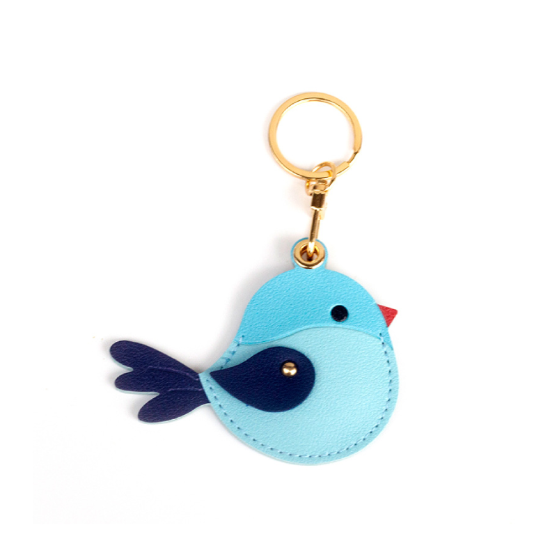 Simple Series Cute Mixed Color Birds Leather Keychain