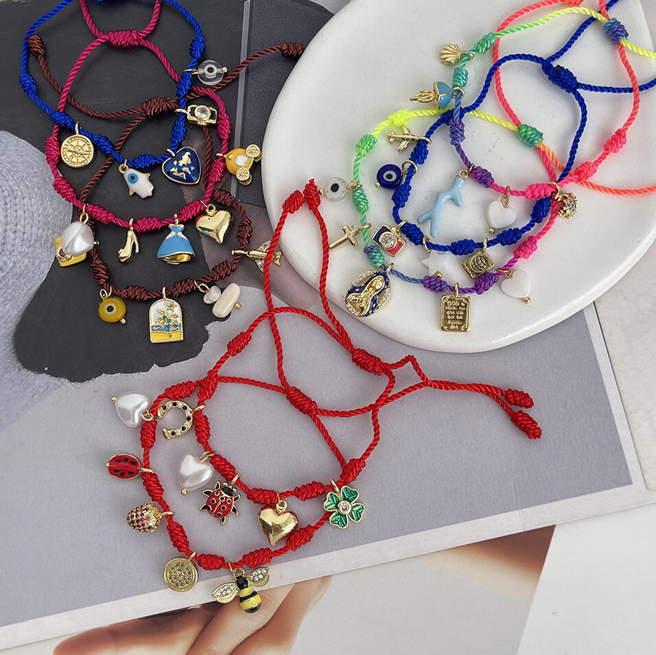 Bracelet tressé pour femme, collection romantique, motif cœur irrégulier, couleur cuivre doré h5 Image2