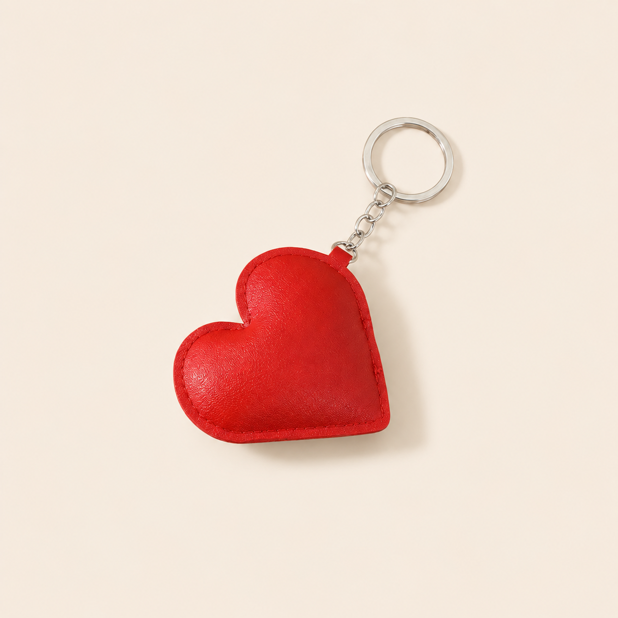 Romantic Series Simple Heart Solid Color Pu Keychain 2