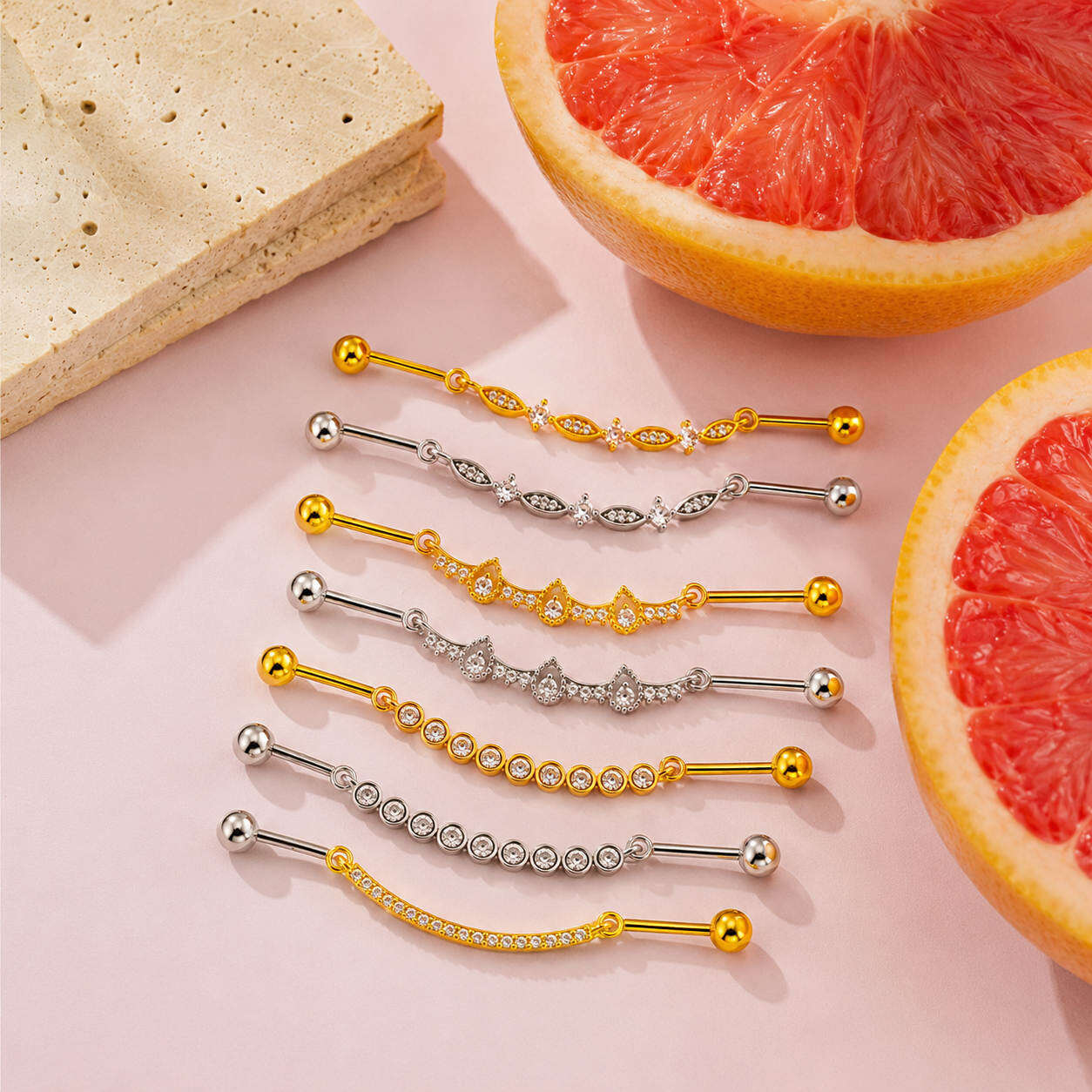 Simple Series  Leaf Geometric Shape Copper   Gold Color  Zircon Women's Piercing Earrings