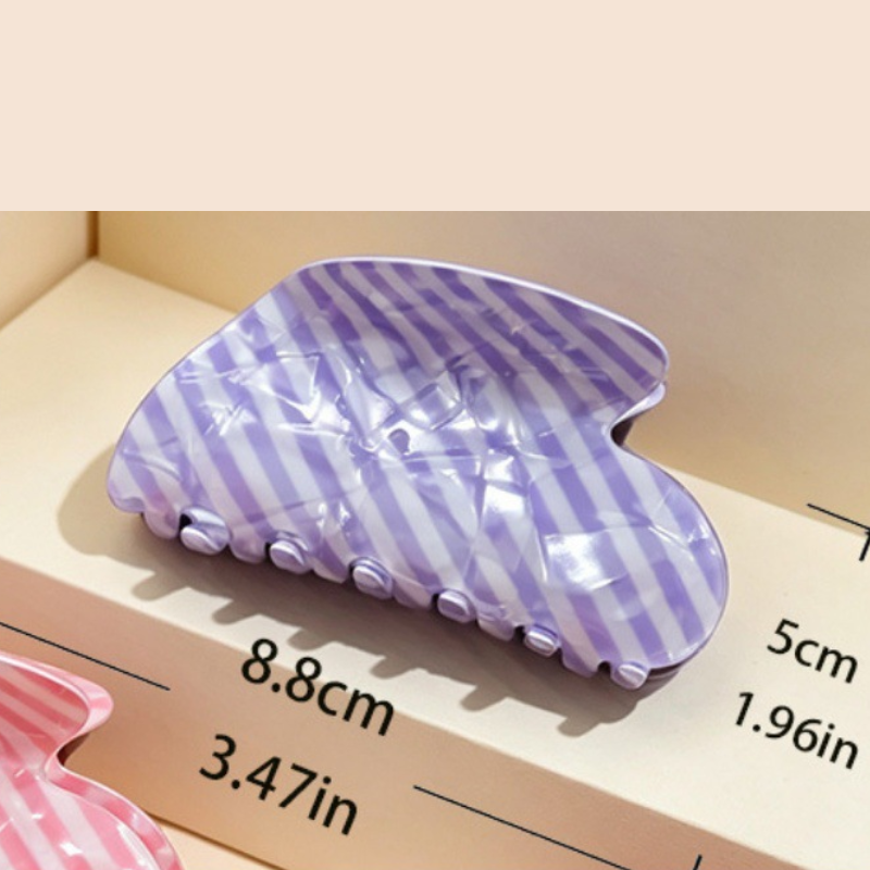 Romantic Series Simple Heart Stripe Polka Dots Mixed Color Pvc Hair Claws h5 Picture5