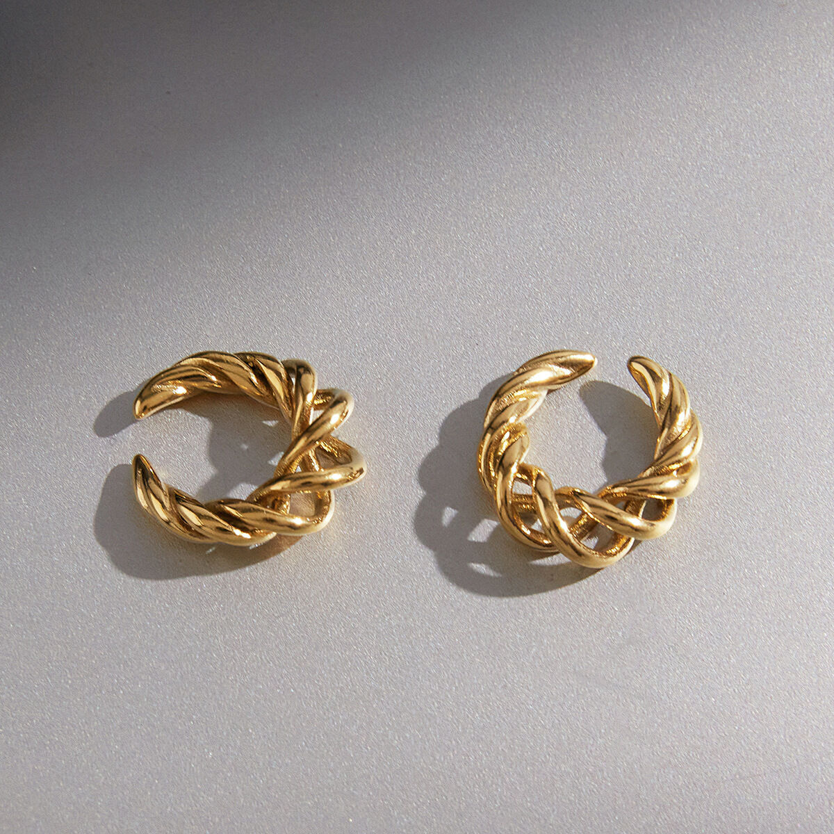 Simple Series Simple Hollowed-Out Stainless Steel Gold Color Women's Ear Cuffs