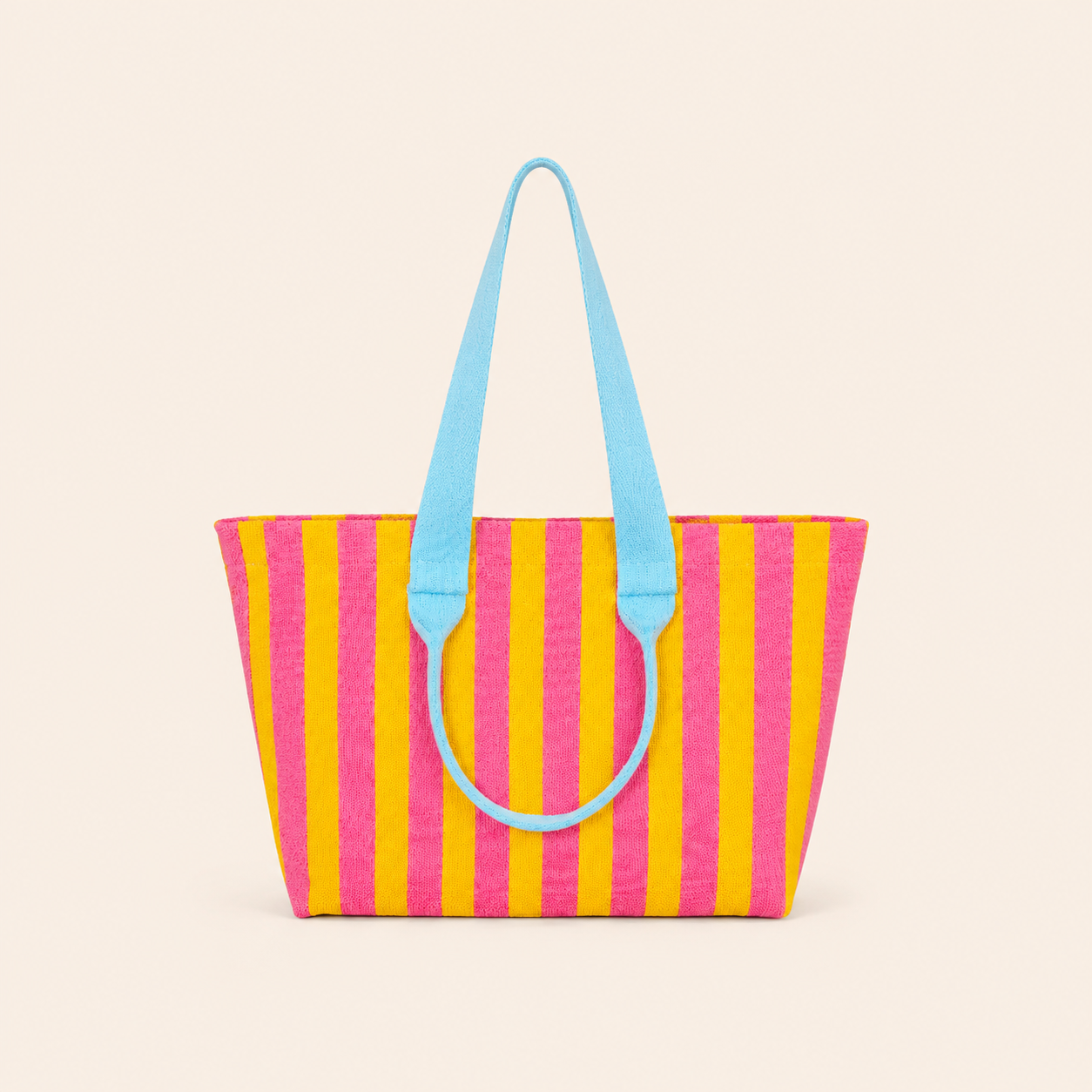 Bolso tote de mujer de poliéster tejido con rayas de colores mixtos y estilo casual.