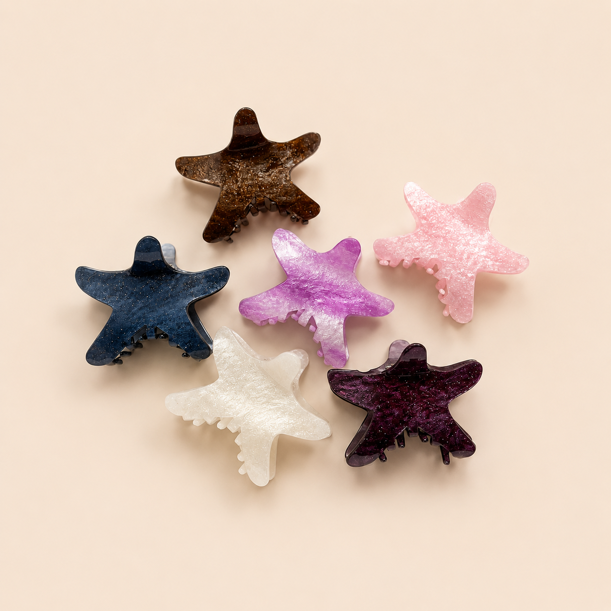 Simple Series Natural Solid Color Oceanic Style Starfish Gradient Color Acrylic Hair Claws