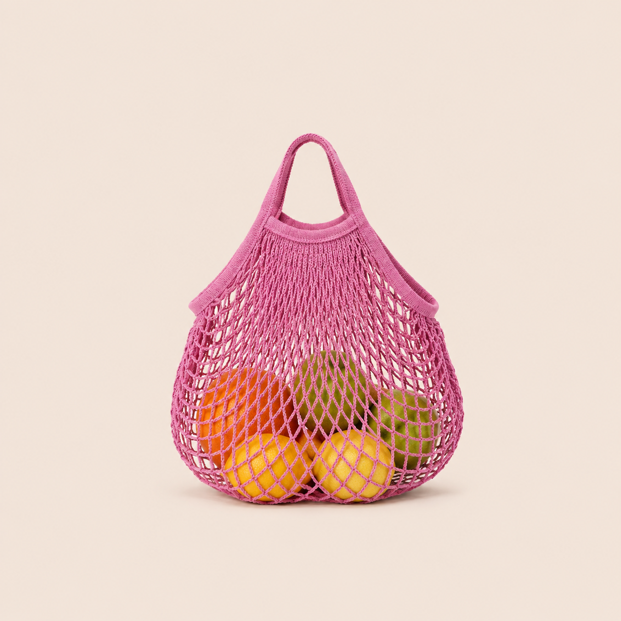 Bolso redondo de mujer de estilo casual, tejido liso, calado y con cuerda trenzada. h5 Imagen3