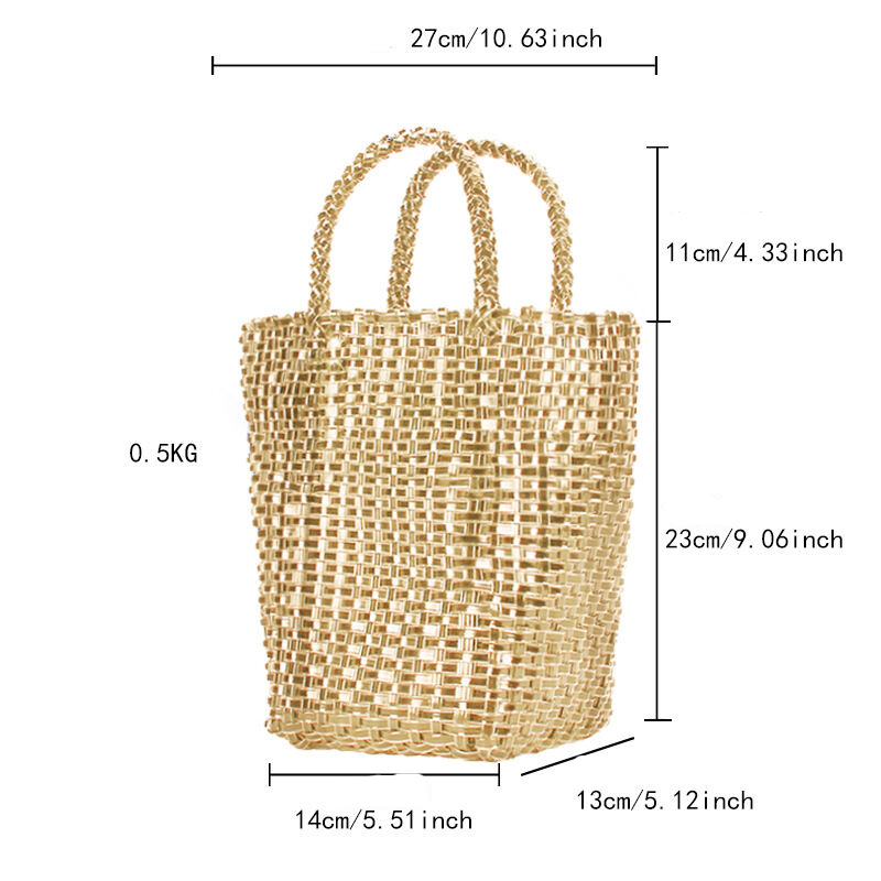 Bolso cuadrado de mujer de estilo casual, tejido, color liso, PVC tejido. Imagen6