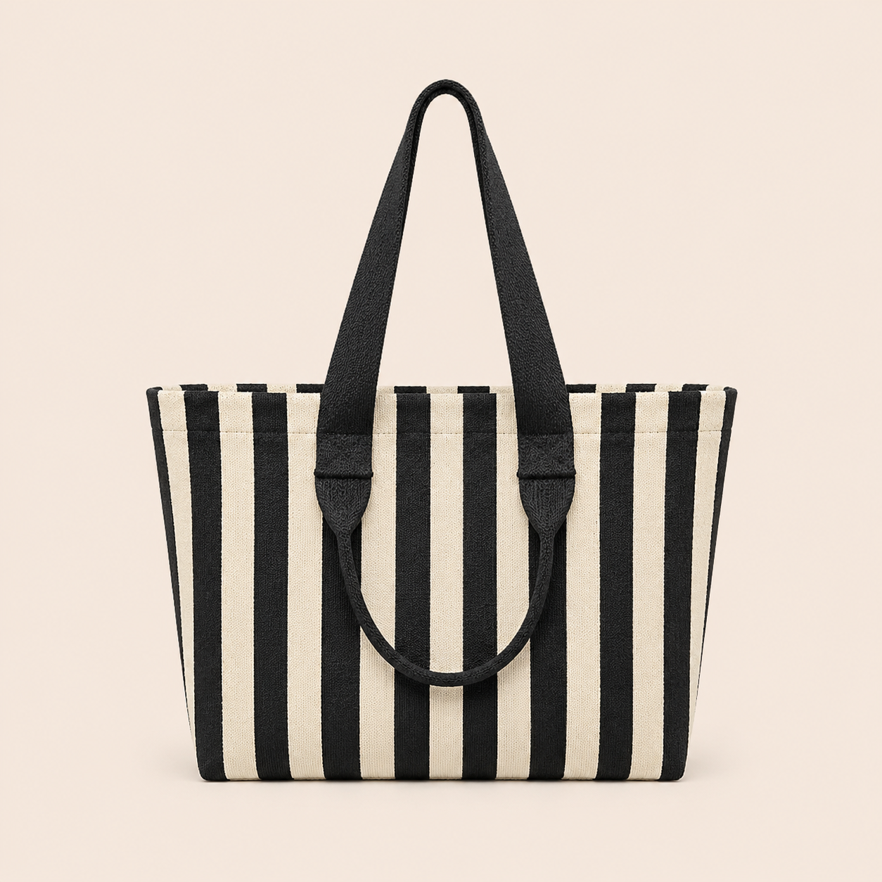 Borsa tote da donna in poliestere intrecciato, stile casual, a righe e colori misti. 