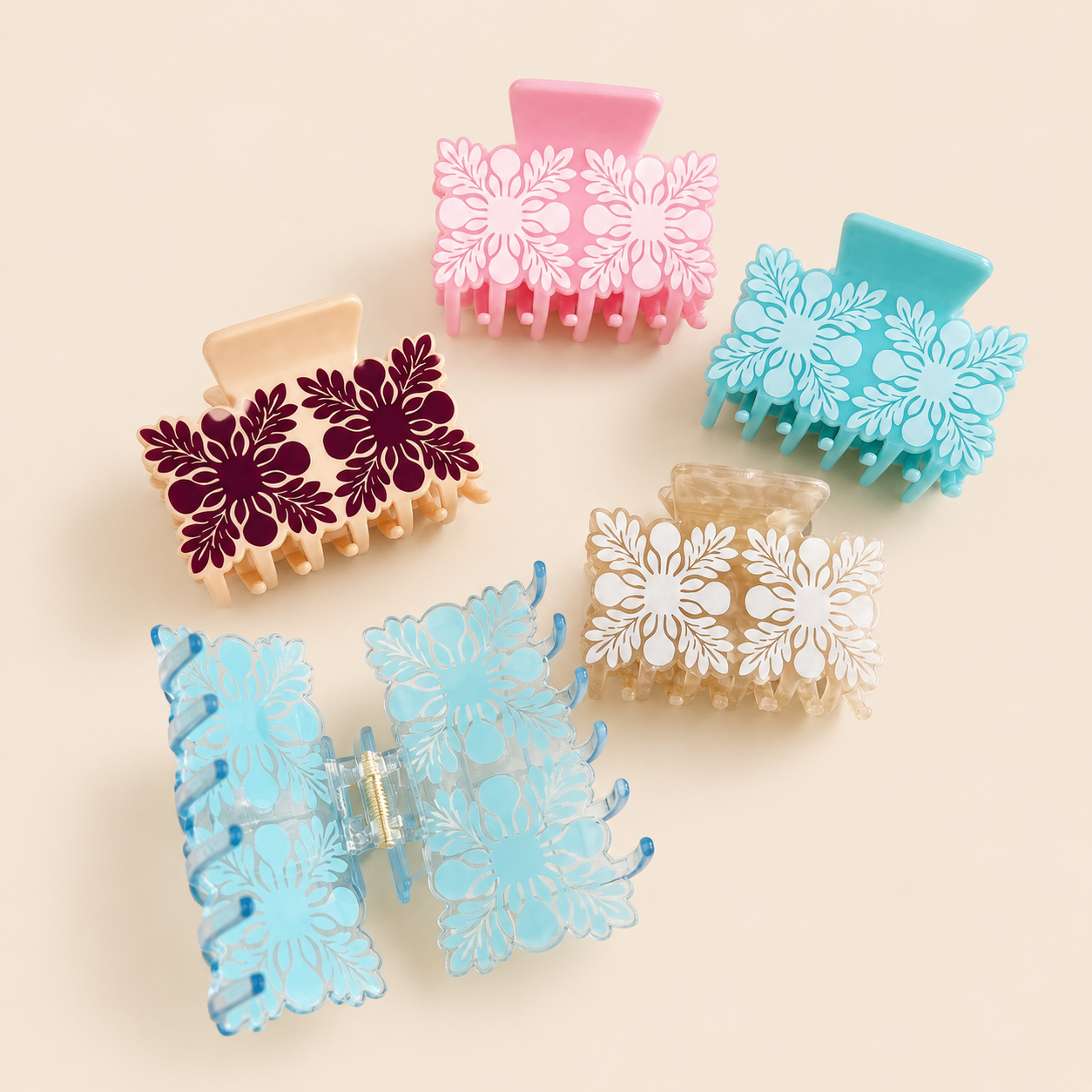 Ethnic Series Bohemian Flower Solid Color Acetate Hair Claws Picture4