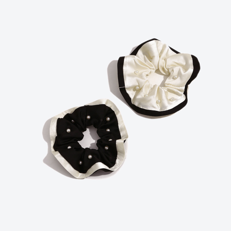 Simple Series Elegant Mixed Color Fabric Artificial Pearl Scrunchies