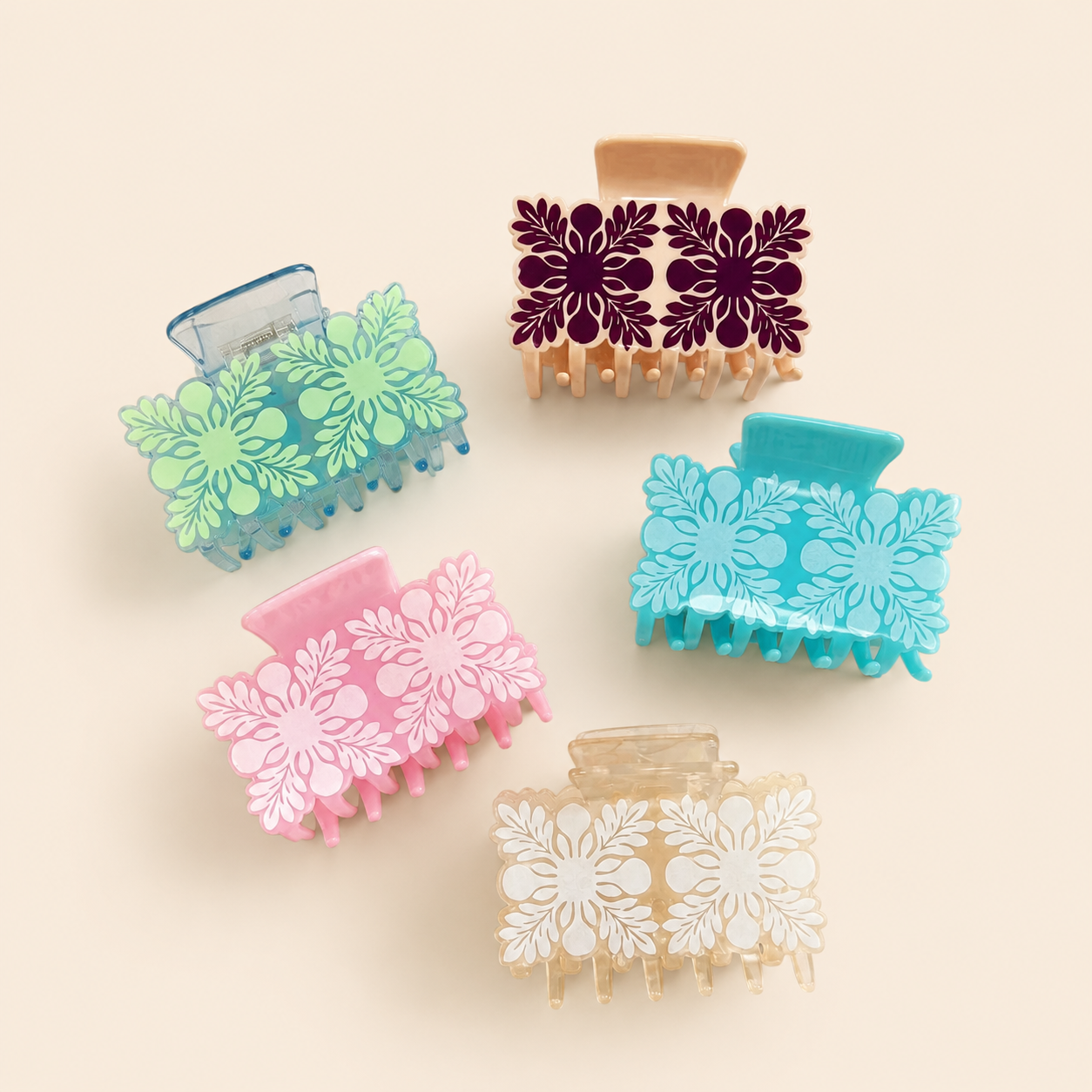 Ethnic Series Bohemian Flower Solid Color Acetate Hair Claws