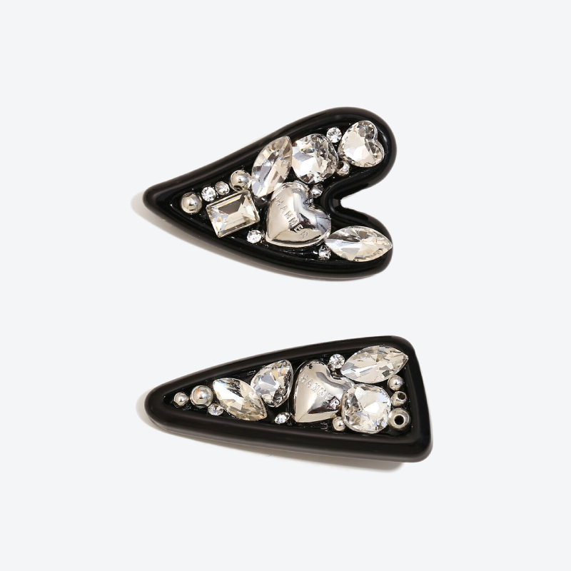 Luxurious Series Simple Heart Acrylic Rhinestone Hair Clips