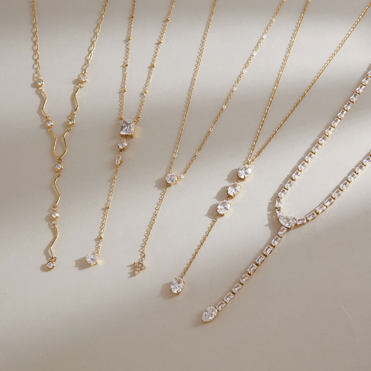 Stainless Steel Waterproof Gold Color Zircon Women's Pendant Necklaces h5 Picture3