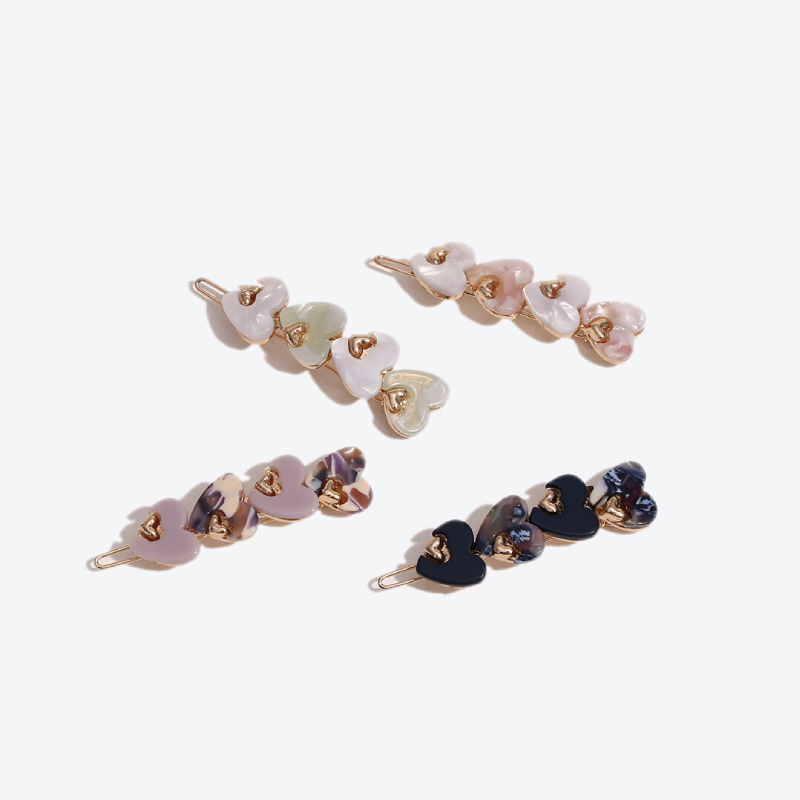 Romantic Series Retro Heart Solid Color Gradient Color Acetate Hair Clips