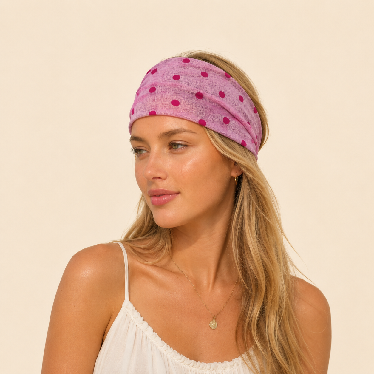 Simple Series Daily Solid Color Polka Dots Organza Hair Bands Picture2