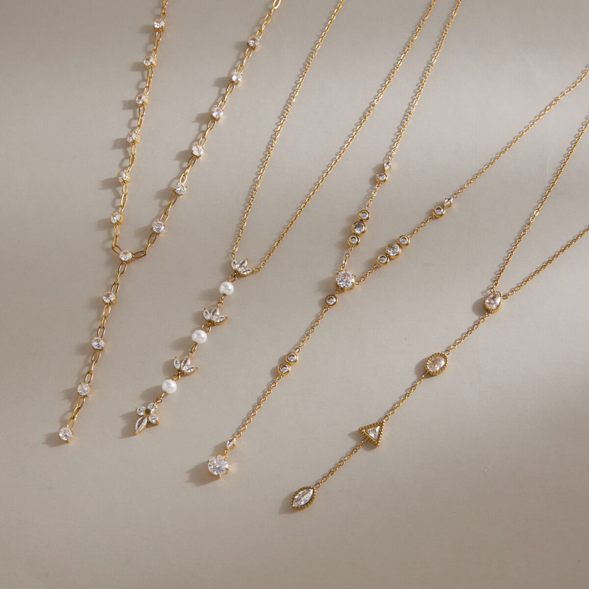 Stainless Steel Waterproof Gold Color Zircon Women's Pendant Necklaces h5 Picture3