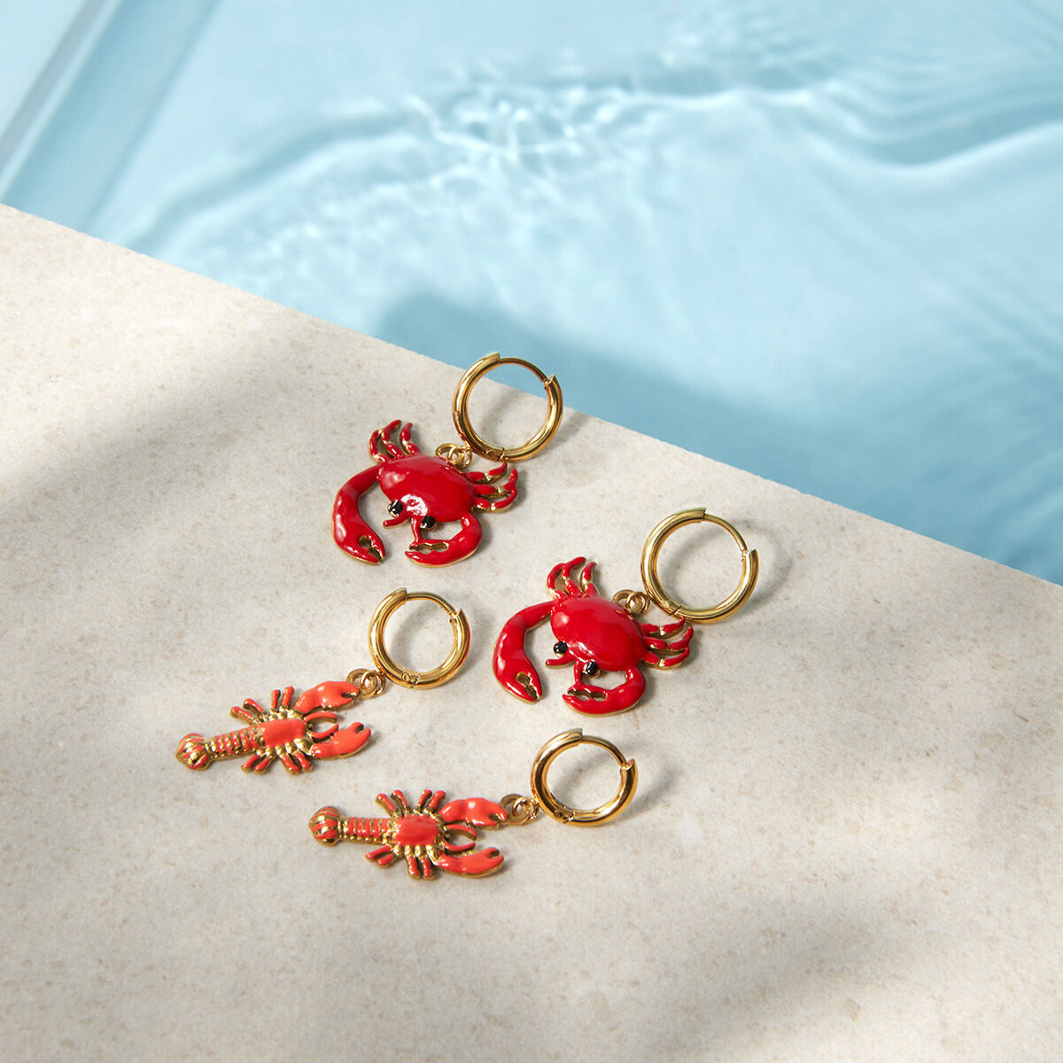 Ozeanischer Stil, wasserdichte Edelstahl-Ohrhänger in Goldfarbe für Damen 2