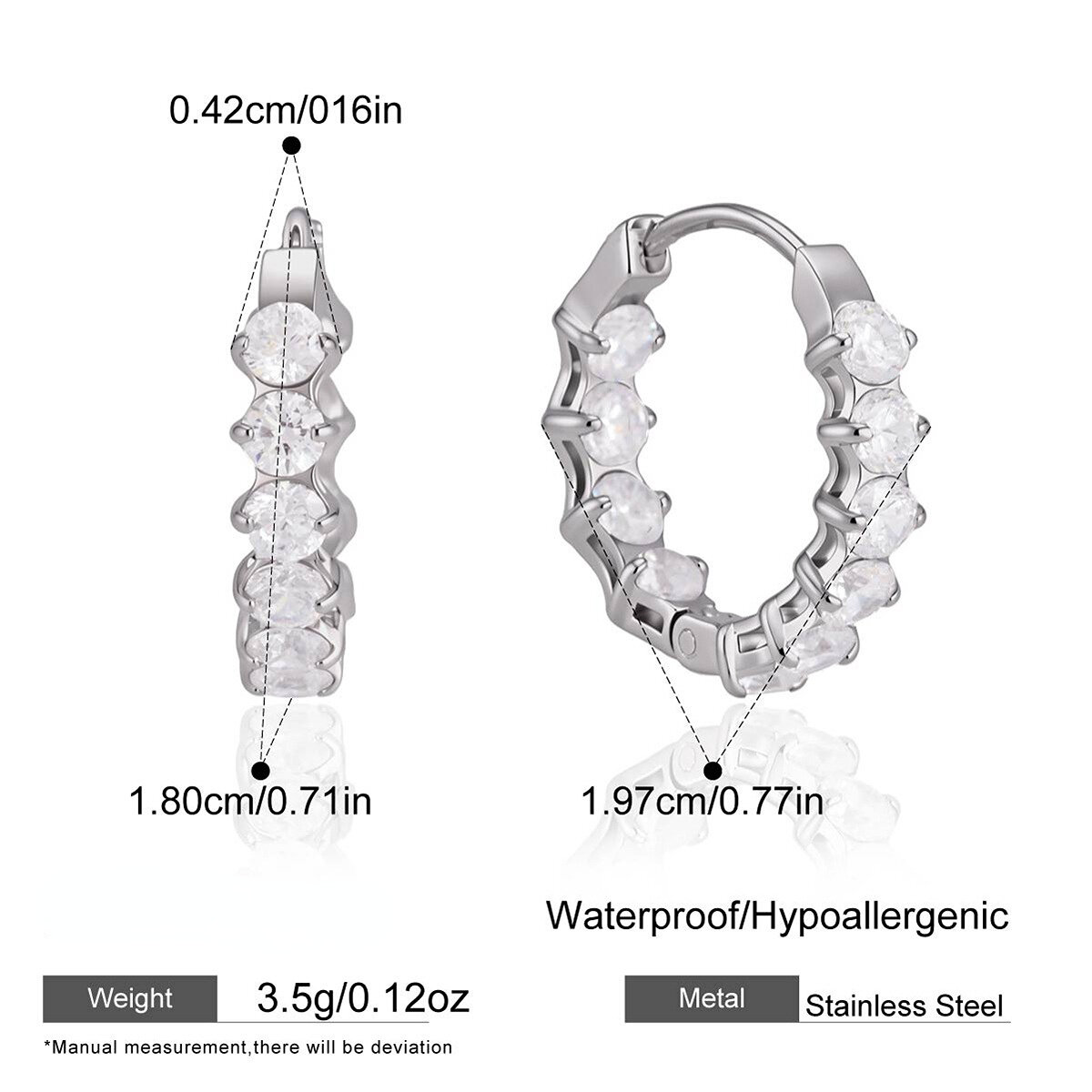 Wasserdichte Edelstahl-Ohrringe in Goldfarbe mit Zirkonia für Damen h5 