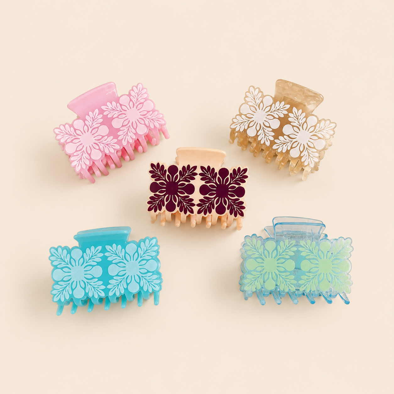 Ethnic Series Bohemian Flower Solid Color Acetate Hair Claws Picture2
