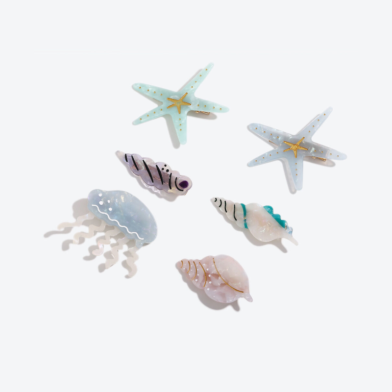 Simple Series Natural Animal Oceanic Style Shell Starfish Acetate Hair Clips
