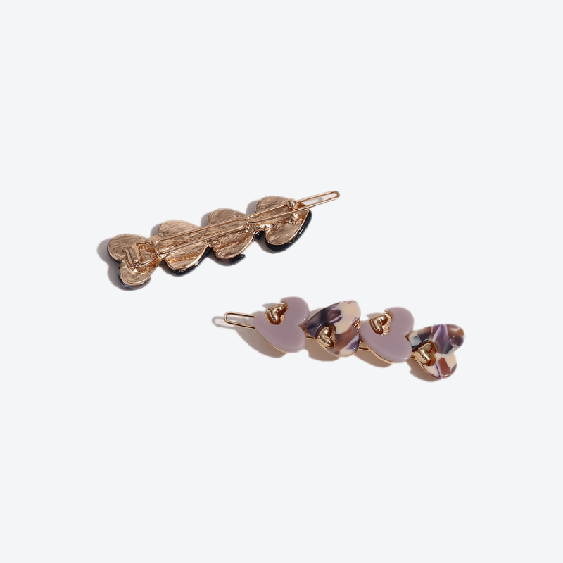 Romantic Series Retro Heart Solid Color Gradient Color Acetate Hair Clips 2