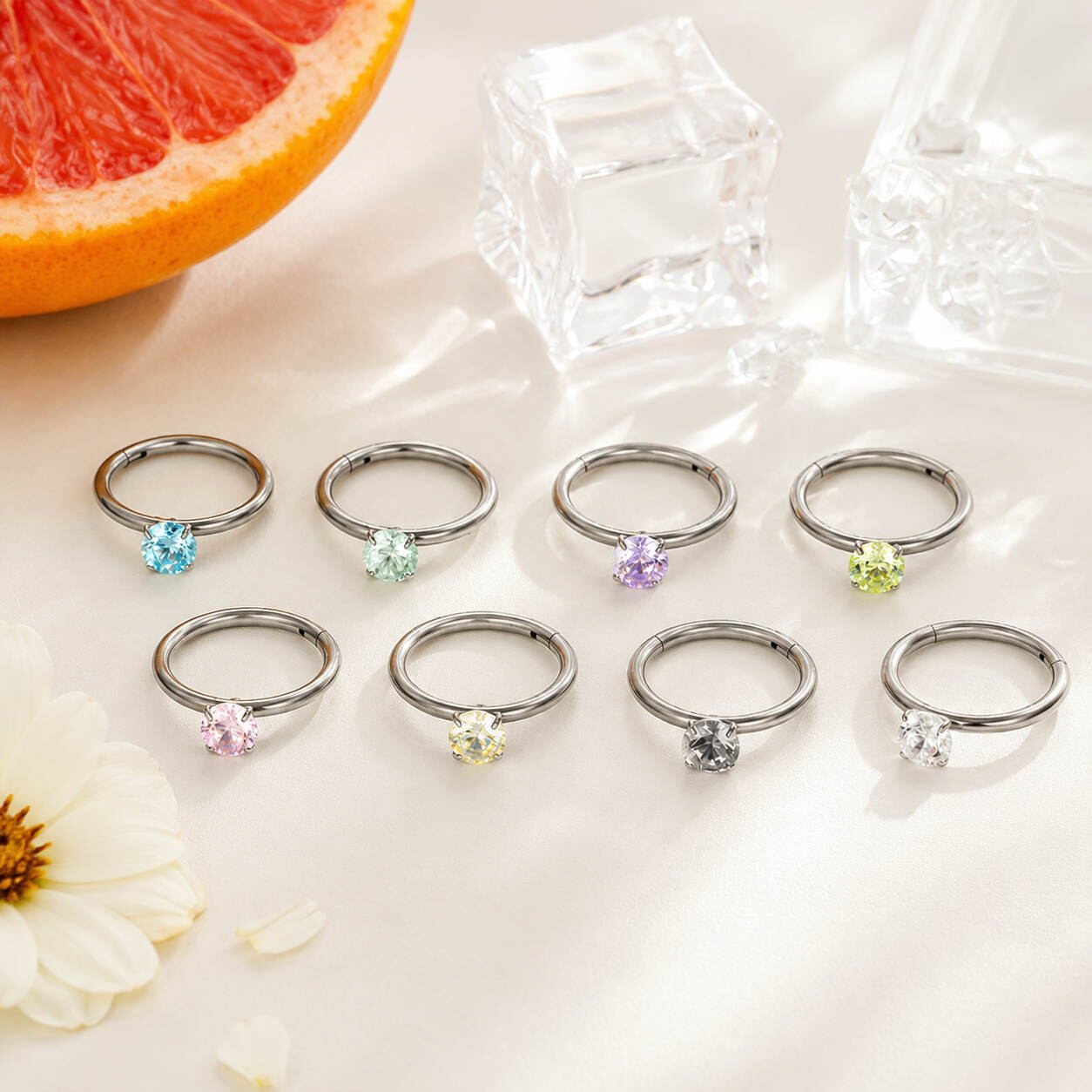 Simple Series  Circle Titanium Alloy Zircon Women's Hoop Earrings