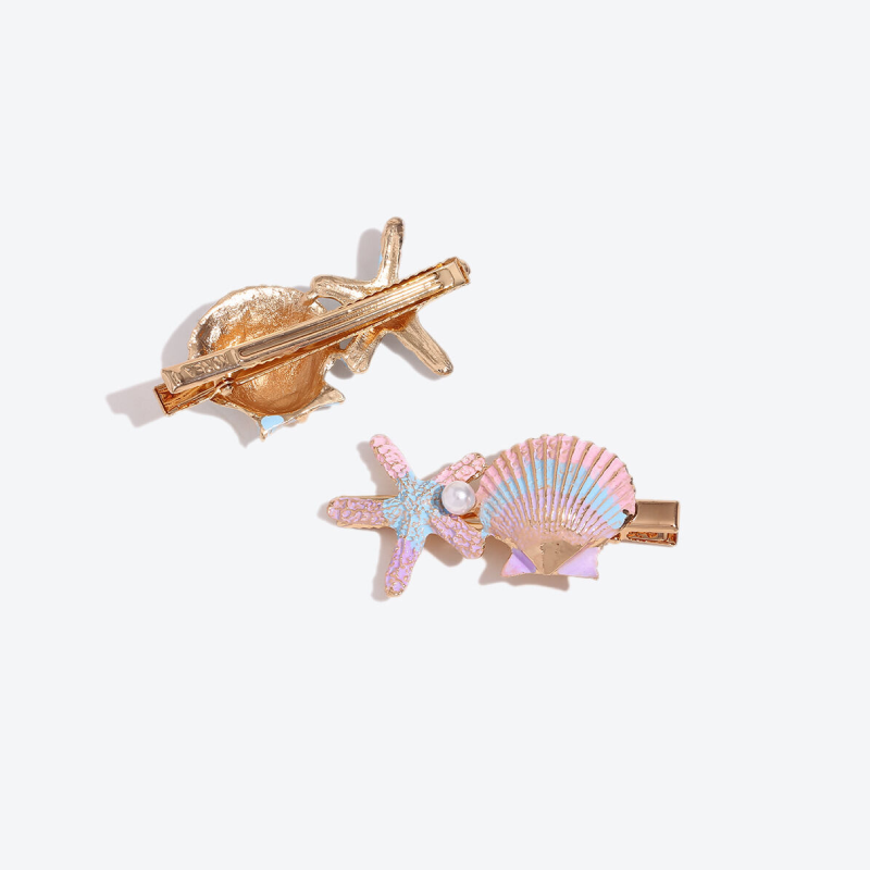 Simple Series Natural Oceanic Style Mixed Color Shell Starfish Gradient Color Metal Hair Clips h5 Picture2