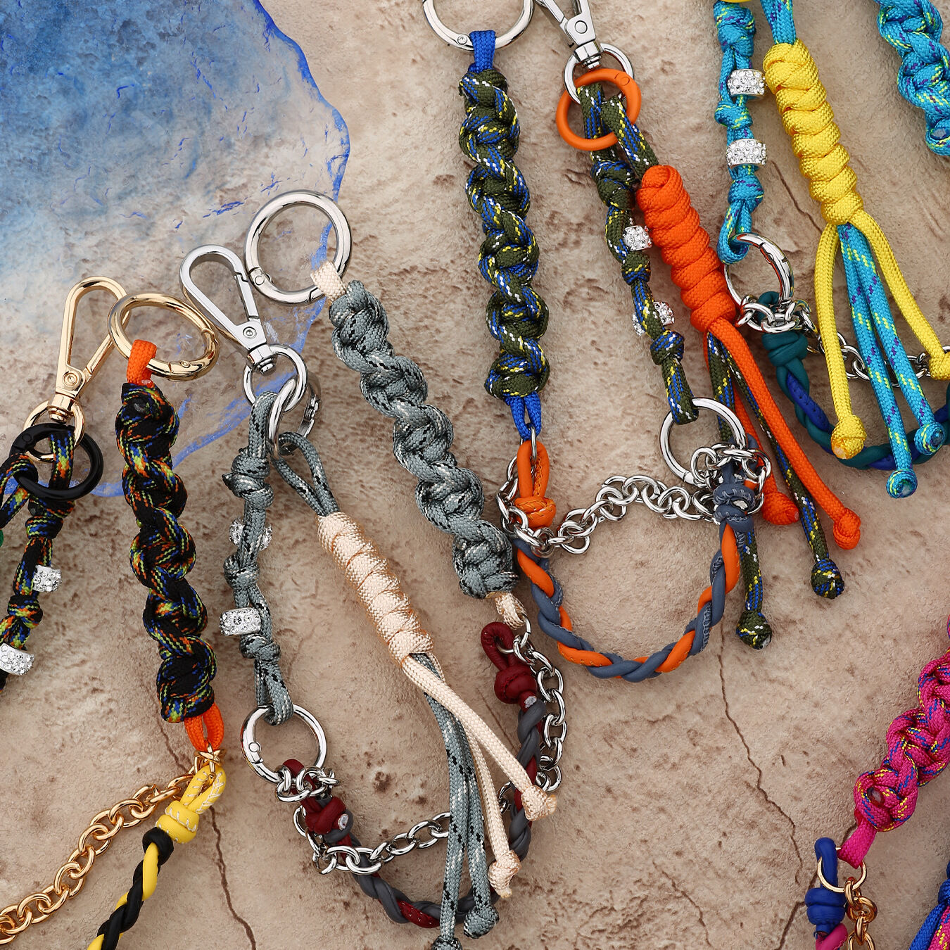 Ciondoli Per Borse Simple Series Casual Twist Nassel Mixed Color Chain Braid Rope Rhinestones. Immagine4