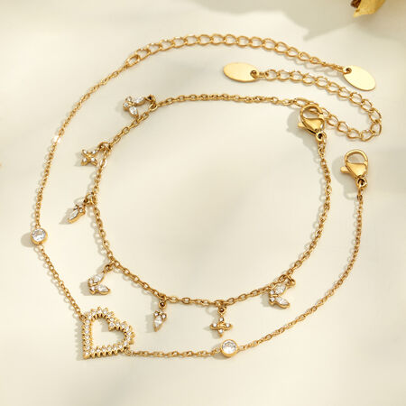 Simple Series Elegant Heart Star Stainless Steel Waterproof Gold Color Women's Pendant Necklaces 2