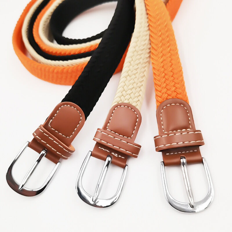 Simple Series Daily Solid Color Stripe Mixed Color Woven Nylon Woven Belt h5Picture3