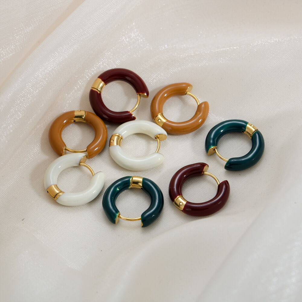 Eenvoudige Serie Retro Ronde Oorringen Van Roestvrij Staal, Waterdicht En Goudkleurig, Voor Dames. h5 Afbeelding4