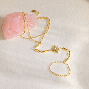 Elegant Flower Stainless Steel Waterproof Gold Color Rhinestone Women's Hand Chain h5 Picture2