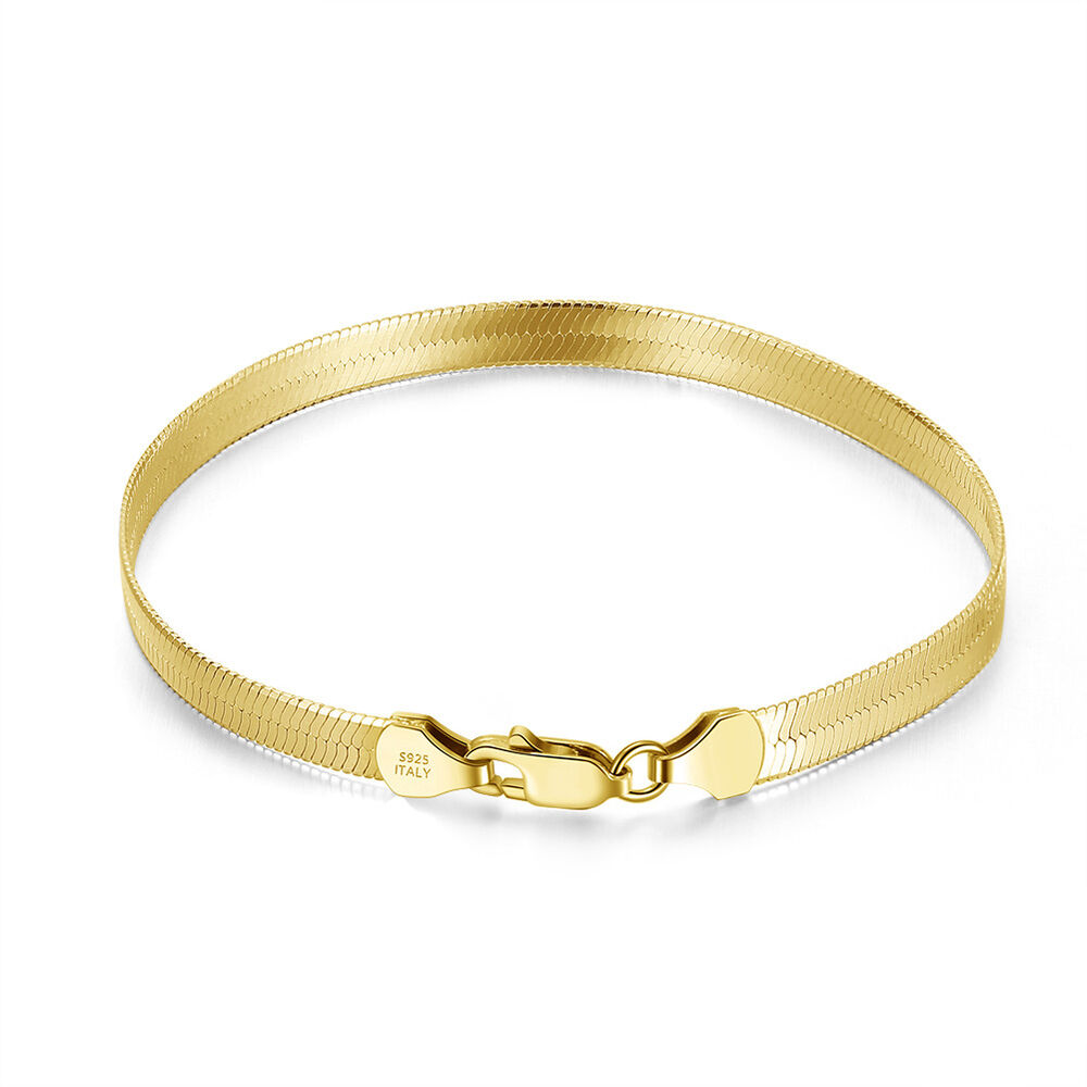 Bracelet En Argent Sterling 925 Plaqué Rhodium, Collection Simple Series Daily Chain Pour Femme