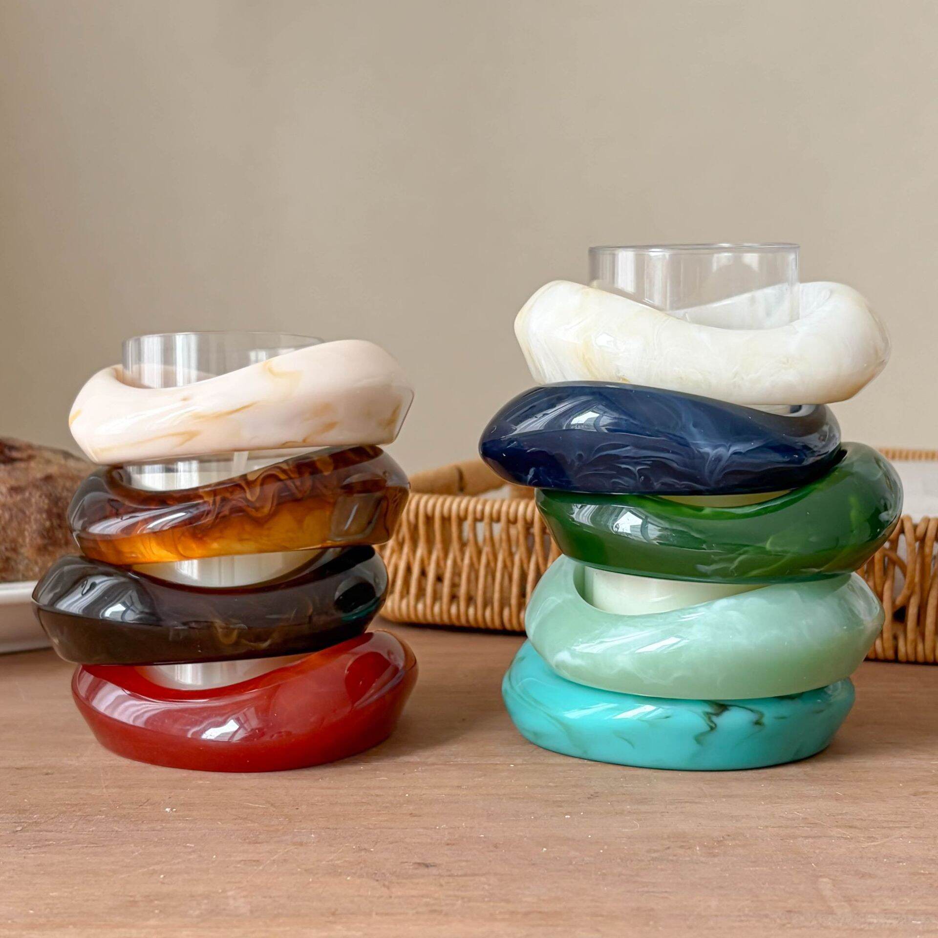 Brazaletes De Resina Con Degradado De Color Para Mujer