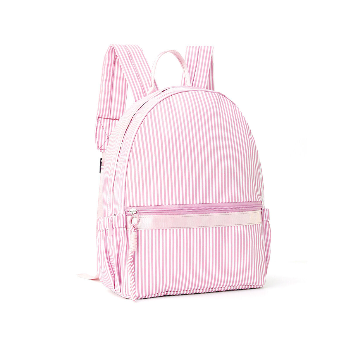 Lässiger Damenrucksack aus Baumwolle mit einfarbigem Streifenmuster und Print. h5 Bild2