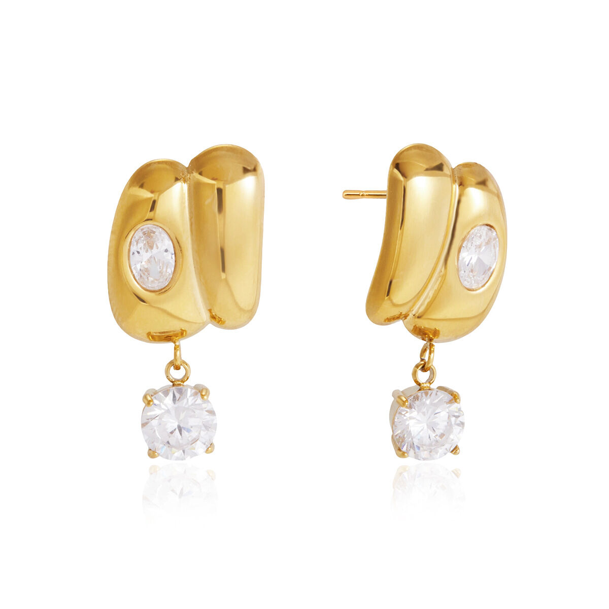 Luxurious Series Elegant Irregular Shape Stainless Steel Waterproof Zircon Women's Stud Earrings h5 Picture5