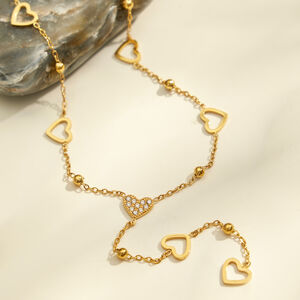 Collier Chaîne Cœur Élégant Et Simple En Acier Inoxydable Étanche Couleur Or Pour Femme h5 Image3