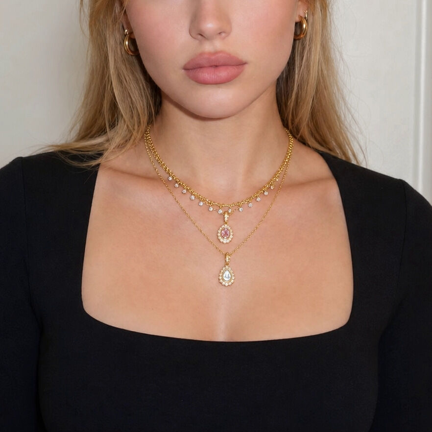 Simple Series Retro Droplet Stainless Steel Waterproof   Gold Color  Women's Pendant Necklaces h5 Picture3