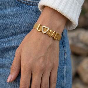Simple Series Diy Letter Heart Cross Number Stainless Steel Waterproof Gold Color Women's Pendants h5 Picture3