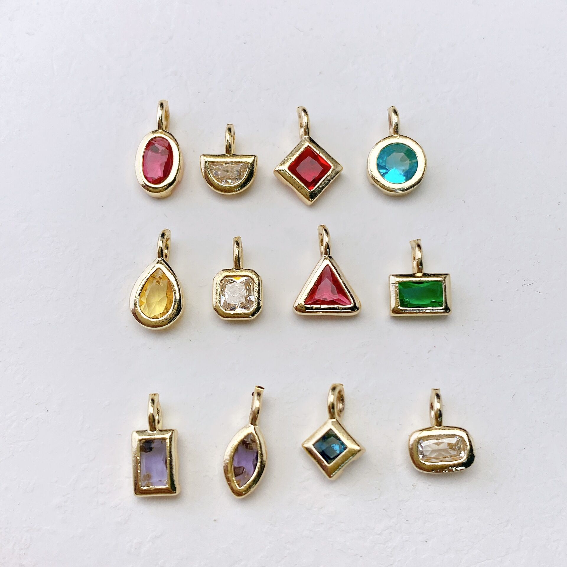 Pendentifs pour femmes, collection Simple Series DIY, forme triangulaire et ellipse, pierre de naissance, mois, couleur cuivre et or 2