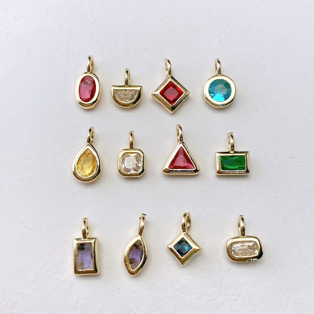 Colgantes Sencillos De La Serie Diy Con Forma De Triángulo, Constelación Y Elipse, Piedra De Nacimiento Del Mes, Color Cobre Y Oro, Para Mujer. h5Imagen2