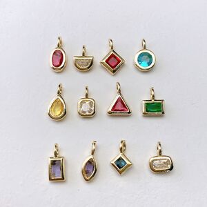 Colgantes Sencillos De La Serie Diy Con Forma De Triángulo, Constelación Y Elipse, Piedra De Nacimiento Del Mes, Color Cobre Y Oro, Para Mujer. h5 Imagen2